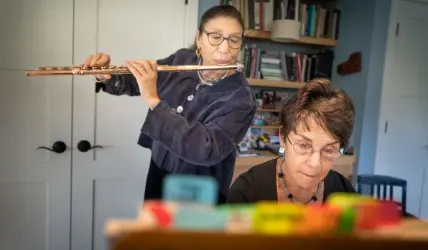 Sue Kurian playing flute